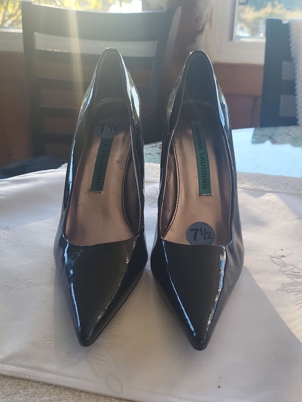 Chinese Laundry Black Patent Pointed-Toe Pumps Size 7 1 /2